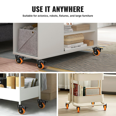 Τροχοί VEVOR Caster, 4 ιντσών, Σετ 4, Χωρητικότητα 440 lbs, Ροδάκια με σπείρωμα με φρένο A/B διπλού κλειδώματος, Βιομηχανικοί τροχοί βαρέως τύπου, περιστρεφόμενοι τροχοί χωρίς θόρυβο για καρότσι, έπιπλα