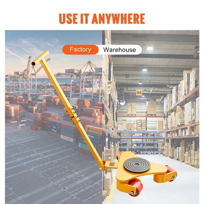 VEVOR Machinery Skate Dolly, 6614 LBS/3T Industrial Machinery Mover with Handle, Carbon Steel Machinery Moving Skate με 3 περιστρεφόμενους τροχούς PU 360°, Αντιολισθητικό καπάκι περιστροφής 360° για αποθήκη, εργαστήριο