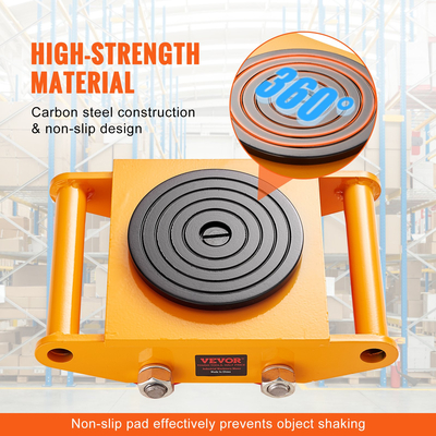 VEVOR Machinery Skate Dolly, 13.200 LBS/6T Industrial Machinery Mover, Heavy Duty Carbon Steel Machinery Moving Skate με 4 τροχούς PU και αντιολισθητικό καπάκι περιστροφής 360° για αποθήκη, εργαστήριο, εργοστάσιο