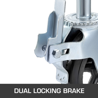 4 Πακέτο 8&quot; x 2&quot; Σκαλωσιάς βαρέως τύπου Λαστιχένιο περιστρεφόμενο τροχάκι με διπλό κλείδωμα 1100LBS Χωρητικότητα ανά τροχό