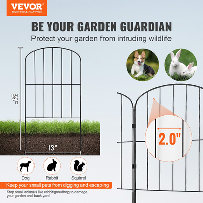 VEVOR Garden Fence, No Dig Fence 24&#039;&#039;(H)x13&#039;&#039;(L) Animal Barrier Fence, Υπόγεια Διακοσμητική Περίφραξη Κήπου με Διάστημα Ακίδων 2 ιντσών, Μεταλλικός φράχτης σκύλου για την αυλή και το εξωτερικό αίθριο, 28 πακέτο