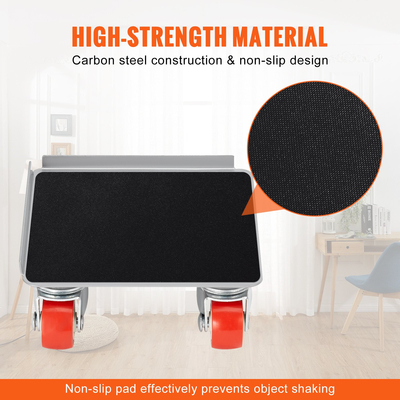 VEVOR Furniture Dolly, Furniture Moving Dollies with 360° PP Swivel Wheels &amp; Carbon Steel panel, 250 Lbs Capacity Furniture Lift Mover Mover Set for Moving Heavy Furniture Refrigerator Sofa