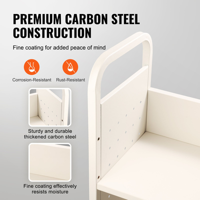 Καλάθι βιβλίων VEVOR, 330 lbs Library Cart, 31,1&quot; x 15,2&quot; x 49,2&quot; Rolling Book Cart, Επίπεδα ράφια σε σχήμα L μονής όψης με ρόδες 4 ιντσών που κλειδώνουν για οικιακά ράφια γραφείου και σχολείου, Book Truck σε λευκό