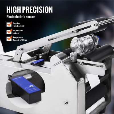 VEVOR MT-50 Ημιαυτόματη μηχανή ετικετών στρογγυλής φιάλης, ρυθμιζόμενη συσκευή ετικετών φιαλών 50pcs/min Εφαρμογή ετικετών για μπουκάλια 12-90mm