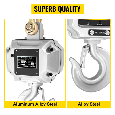 Ψηφιακή ζυγαριά γερανού VEVOR 3000kg 6000lbs Ψηφιακή ζυγαριά γερανού βαρέως τύπου Ζυγαριά αλουμινίου Ψηφιακή κρεμαστή ζυγαριά LCD οθόνη