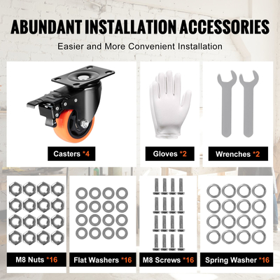 Τροχοί VEVOR Caster, Περιστρεφόμενοι τροχοί 3 ιντσών, Σετ 4, με Ασφάλεια A/B Κλείδωμα Χωρίς Θόρυβο Ζάντες PVC, Χωρητικότητα φορτίου 250 λίβρες βαρέως τύπου ανά τροχό, Τροχοί χωρίς σήμανση για έπιπλα καροτσιού Πάγκος εργασίας