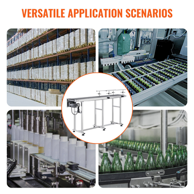 Μεταφορικός ιμάντας VEVOR, Τραπέζι μεταφοράς 71 x 7,8 ιντσών, Μηχανοκίνητος μεταφορικός ιμάντας από ανοξείδωτο χάλυβα βαρέως τύπου για εφαρμογές κωδικοποίησης Inkjet Ηλεκτρικός ιμάντας PVC με αντιστατική ρυθμιζόμενη ταχύτητα (διπλό προστατευτικό κιγκλίδωμα)