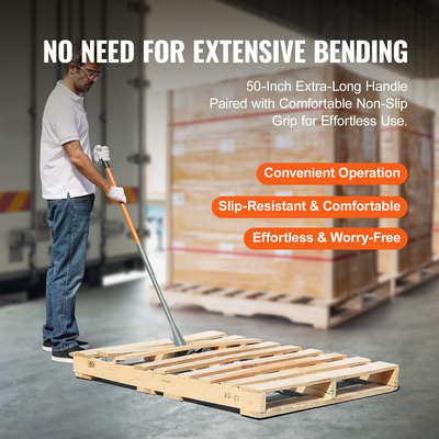 VEVOR Pallet Buster, λαβή 50 ιντσών, χωρητικότητα βάρους 2000 lbs, ανθρακούχο χάλυβα Q235, βαρέως τύπου Deck Wrecker Demolition Wood Pallet Tool Breaker Pry Bar Puller για αποτελεσματική και εύκολη αφαίρεση σανίδων