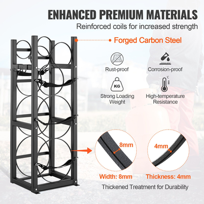 Ράφι δεξαμενής ψυκτικού VEVOR, με 2 x 30 λίβρες και άλλες 3 δεξαμενές μικρών φιαλών, ράφι δεξαμενής κυλίνδρου 12,79x12,99 x 47,12 ίντσες, ράφι κυλίνδρων ψυκτικού μέσου και θήκες για φρέον, αέρια, οξυγόνο, άζωτο