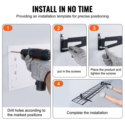 Ράφια αποθήκευσης VEVOR Garage, 2 Pack, 4 x 1 ft Ράφια γκαράζ βαρέως τύπου Επιτοίχια, χωρητικότητα φόρτωσης 400 lbs (Συνολική) Πλωτά ράφια αποθήκευσης γκαράζ, Κατάλληλα για κατάστημα, υπόστεγο, αποθήκευση γκαράζ