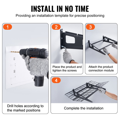 Ράφια αποθήκευσης VEVOR Garage, 2 Pack, 6 x 2 ft Ράφια γκαράζ βαρέως τύπου Επιτοίχια, χωρητικότητα 1000 lbs (Συνολική) Πλωτά ράφια αποθήκευσης γκαράζ, Κατάλληλα για κατάστημα, υπόστεγο, αποθήκευση γκαράζ