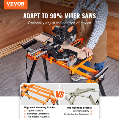 Βάση Miter Saw VEVOR 79in με μονοκόμματους βραχίονες στήριξης Συρόμενη ράγα 330lbs