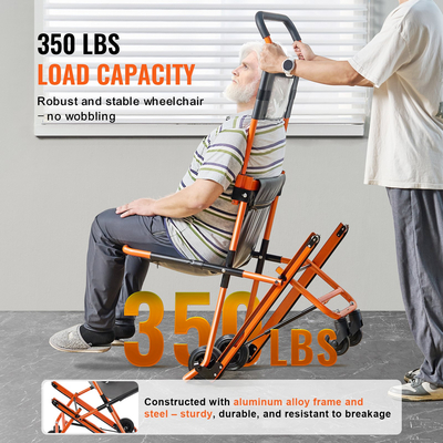 Χειροκίνητη καρέκλα σκάλας VEVOR, χωρητικότητα φόρτωσης 350 lbs, Αναδιπλούμενη αναπηρική καρέκλα έκτακτης ανάγκης με 4 ρόδες, φορητή καρέκλα μεταφοράς σκάλας ασθενοφόρου Πυροσβέστης Εκκένωση Χρήση για ηλικιωμένους, Μεταφορά με ειδικές ανάγκες