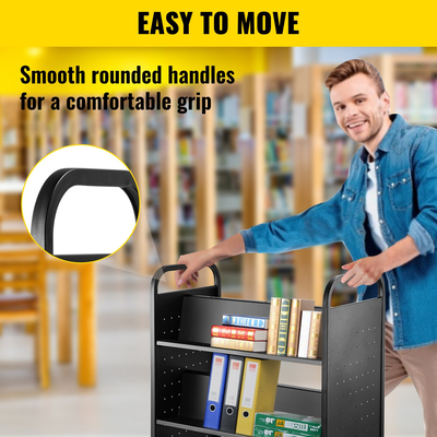 VEVOR Καλάθι Βιβλίου Καλάθι Βιβλιοθήκης 200 λίβρες με Ράφια διπλής όψης σε σχήμα W μαύρα