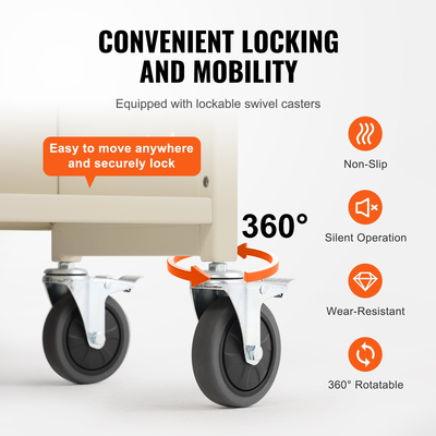 VEVOR Book Cart, 330 lbs Library Cart, 31,1&quot; x 15,2&quot; x 49,2&quot; Rolling Book Cart, μονόπλευρα ράφια σε σχήμα V με ρόδες 4 ιντσών που κλειδώνουν για οικιακά ράφια γραφείου και σχολείου, Book Truck σε κρέμα