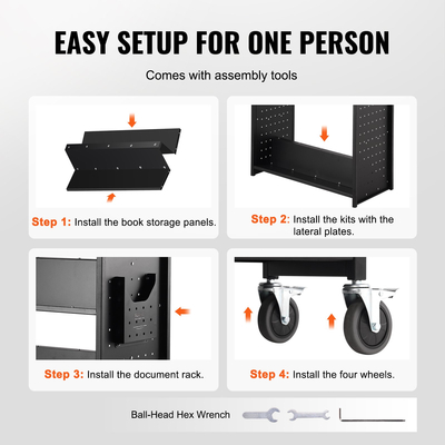 Καλάθι βιβλίων VEVOR, 330 lbs Library Cart, 39,4&quot; x 20,1&quot; x 49,2&quot; Rolling Book Cart, διπλής όψης σχήματος W με κλίση ράφια με ρόδες 4 ιντσών που κλειδώνουν για ράφια στο σπίτι Σχολείο γραφείου, Book Truck σε μαύρο χρώμα