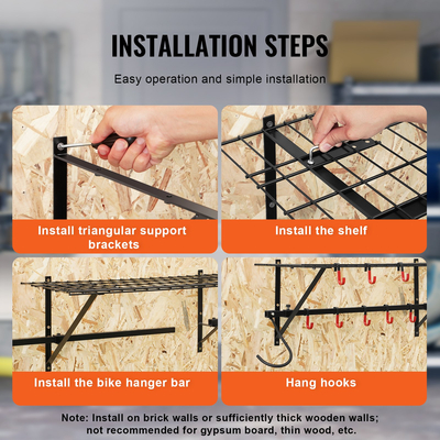 Βάση αποθήκευσης ποδηλάτου VEVOR Βάση τοίχου για γκαράζ και 2 ράφια για 4 ποδήλατα