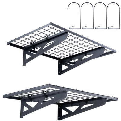 Ράφια αποθήκευσης VEVOR Garage, 2 Pack, 3 x 2 ft Ράφια γκαράζ βαρέως τύπου Επιτοίχια, χωρητικότητα φόρτωσης 500 lbs (Συνολική) Ράφια αποθήκευσης γκαράζ Πλωτά ράφια, Κατάλληλα για κατάστημα, υπόστεγο, αποθήκευση γκαράζ