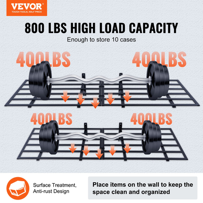 Ράφια αποθήκευσης VEVOR Garage, 2 Pack, 6 x 2 ft Ράφια γκαράζ βαρέως τύπου Επιτοίχια, χωρητικότητα φόρτωσης 1600 lbs (Συνολική) Πλωτά ράφια αποθήκευσης γκαράζ, Κατάλληλα για κατάστημα, υπόστεγο, αποθήκευση γκαράζ