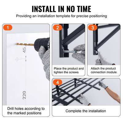 Ράφια αποθήκευσης VEVOR Garage, 2 Pack, 6 x 2 ft Ράφια γκαράζ βαρέως τύπου Επιτοίχια, χωρητικότητα φόρτωσης 1600 lbs (Συνολική) Πλωτά ράφια αποθήκευσης γκαράζ, Κατάλληλα για κατάστημα, υπόστεγο, αποθήκευση γκαράζ