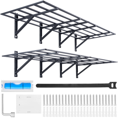 Ράφια αποθήκευσης VEVOR Garage, 2 Pack, 6 x 2 ft Ράφια γκαράζ βαρέως τύπου Επιτοίχια, χωρητικότητα φόρτωσης 1600 lbs (Συνολική) Πλωτά ράφια αποθήκευσης γκαράζ, Κατάλληλα για κατάστημα, υπόστεγο, αποθήκευση γκαράζ