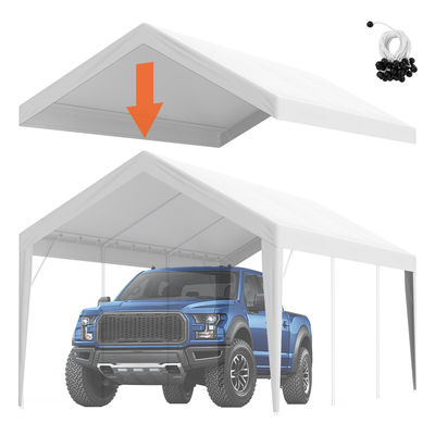Ανταλλακτικό κάλυμμα κουβούκλιο VEVOR Carport 10 x 20 ποδιών, προστατευτικό κάλυμμα για σκηνή γκαράζ βαρέως τύπου αδιάβροχο &amp; προστατευμένο από την υπεριώδη ακτινοβολία, Εύκολη εγκατάσταση με μπάντζες μπάλας, λευκό (Μόνο επάνω κάλυμμα, δεν περιλαμβάνεται πλαίσιο)