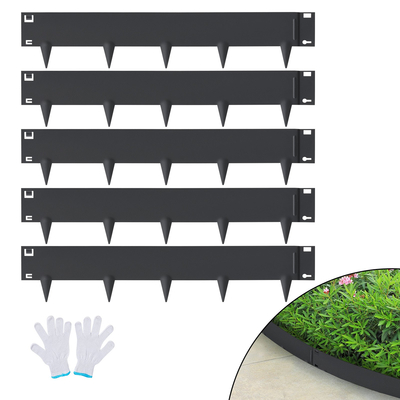 VEVOR Steel Landscape Borders, 5-pack Steel Garden Edge Borders, 39&quot; L x 3&quot; H strips, Hammer-in Border, Bendable Metal Landscape Bord for Yard, Garden, Lawn, Spike Ύψος 3,15&quot; Μαύρο