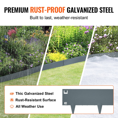 VEVOR Steel Landscape Borders, 5-pack Steel Garden Edge Borders, 39&quot; L x 4&quot; H strips, Hammer-in Border, Endable Metal Landscape Bord for Yard, Garden, Lawn, Spike Ύψος 3,15&quot;, Σκούρο γκρι