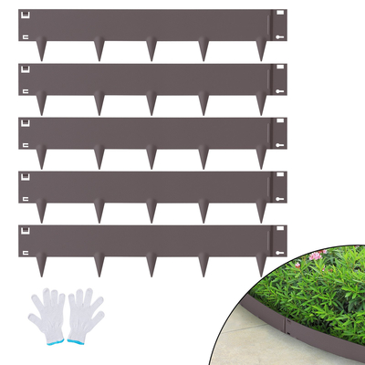 VEVOR Steel Landscape Edge, 5-pack Steel Garden Edge Borders, 39&quot; L x 5&quot; H strips, Hammer-in Border, Bendable Metal Landscape Bord for Yard, Garden, Lawn, Spike Ύψος 3,15&quot;, Ρουστίκ καφέ