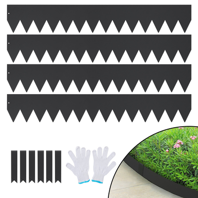 VEVOR Steel Landscape Borders, 4-pack Steel Garden Edge Borders, 40&quot; L x 6&quot; H Straps, Hammer-in Hodge Border with 6 Clips, Endable Metal Landscape Borders for Yard, Garden, Laws