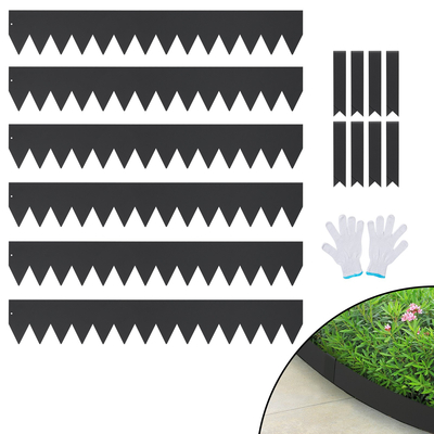 VEVOR Steel Landscape Borders, 6-pack Steel Garden Edge Borders, 40&quot; L x 6&quot; H strips, Hammer-in Horging Border with 8 Clips, Endable Metal Landscape Borders for Yard, Garden, Laws
