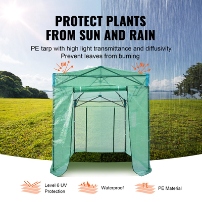VEVOR Pop Up Greenhouse, 8&#039;x 6&#039;x 7,5&#039; Pop-up Green House, Ρύθμιση σε λίγα λεπτά, Κάλυμμα PE υψηλής αντοχής με πόρτες και παράθυρα και πλαίσιο από χάλυβα με επίστρωση πούδρας, κατάλληλο για φύτευση και αποθήκευση, πράσινο