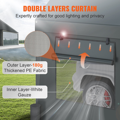 VEVOR Carport, 10x20ft Heavy Duty Car Canopy, Φορητό γκαράζ με αναδιπλούμενα αεριζόμενα παράθυρα &amp; αφαιρούμενα πλευρικά τοιχώματα, ανθεκτικό στην υπεριώδη ακτινοβολία αδιάβροχο μουσαμά για SUV, F150, Αυτοκίνητο, Φορτηγό, Σκάφος