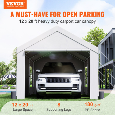 VEVOR Carport, 12 x 20 ft κουβούκλιο αυτοκινήτου βαρέως τύπου με αναδιπλούμενα αεριζόμενα παράθυρα, εξαιρετικά μεγάλο φορητό γκαράζ με αφαιρούμενα πλαϊνά τοιχώματα, αδιάβροχη τάπα ανθεκτική στην υπεριώδη ακτινοβολία για SUV, φορτηγό, σκάφος