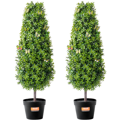 VEVOR 2 Pack 3&#039; Artificial Boxwood Topiary Tree Faux Plant UV Decor In/Outdoor