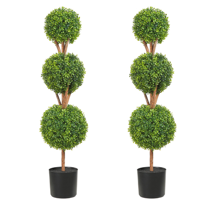 VEVOR Artificial Topiaries Πυξάρι, ύψους 48 ιντσών (2 τεμάχια), 3 Φυτό σε σχήμα μπάλας Faux Topiaries με ζαρντινιέρες, Πράσινο φυτό Feaux με Αντικαταστάσιμα φύλλα &amp; Λιμάνι για Διακοσμητικούς εσωτερικούς/Εξωτερικούς χώρους/Κήπο
