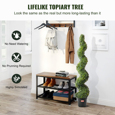 VEVOR 2 Pack 5&#039; Artificial Boxwood Topiary Tree Faux Plant UV Decor In/Outdoor