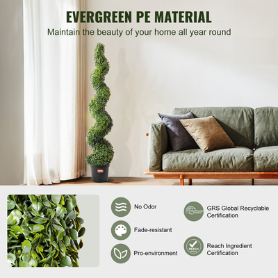 VEVOR 2 Pack 5&#039; Artificial Boxwood Topiary Tree Faux Plant UV Decor In/Outdoor