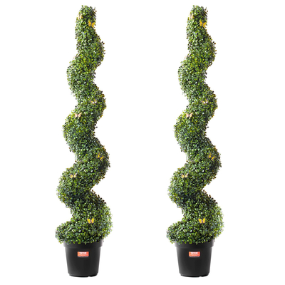 VEVOR 2 Pack 5&#039; Artificial Boxwood Topiary Tree Faux Plant UV Decor In/Outdoor