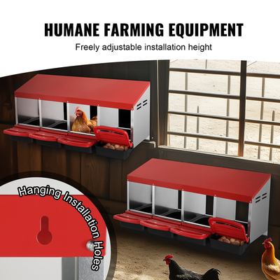 VEVOR Μεταλλικό κουτί Chicken Nest Box 4 τμημάτων με κεκλιμένα κουτιά ένθεσης