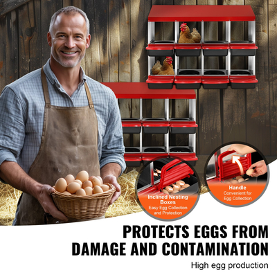 VEVOR Μεταλλικό κουτί Chicken Nest Box 8 τμημάτων με κεκλιμένα κουτιά ένθεσης