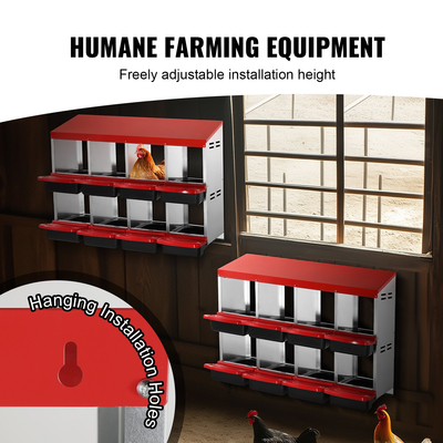 VEVOR Μεταλλικό κουτί Chicken Nest Box 8 τμημάτων με κεκλιμένα κουτιά ένθεσης