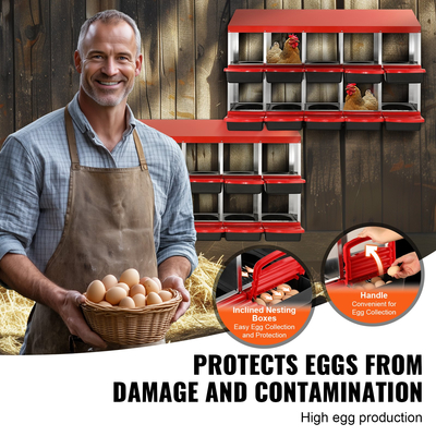 VEVOR 10 τμημάτων Chicken Nest Box Mental Box με κεκλιμένα κουτιά ένθεσης