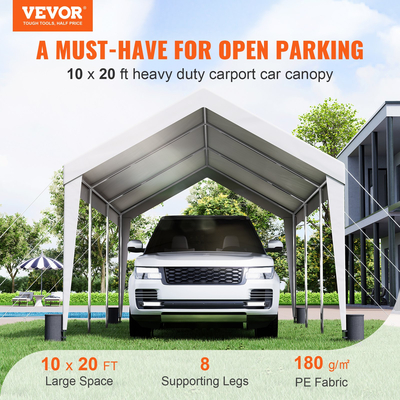 VEVOR Carport, 10x20 ft Heavy Duty Car Canopy Boat Shelter Tented Party με 8 ενισχυμένους στύλους και 4 τσάντες βάρους, Αδιάβροχο Tarp ανθεκτικό στην υπεριώδη ακτινοβολία για SUV, F150, Αυτοκίνητο, Φορτηγό, Σκάφος