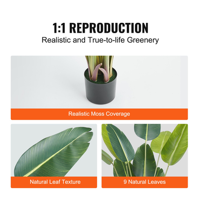 Τεχνητά πουλιά του δέντρου παραδείσου, 1.5ψηλό φυτό ψεύτικο, υλικό για αντι-άκρη, χαμηλής συντήρησης φυτό προστασίας κλίσεων, ζωντανό πράσινο ψεύτικο δέντρο για την διακόσμηση αποθηκών εμπορευμάτων εγχώριων γραφείων εσωτερικός υπαίθριος