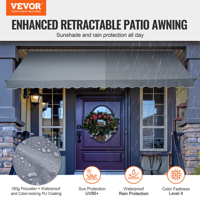 VEVOR 178x47&quot; Τέντα Αίθριου Πτυσσόμενη Τέντα ηλίου με λαβή μανιβέλας