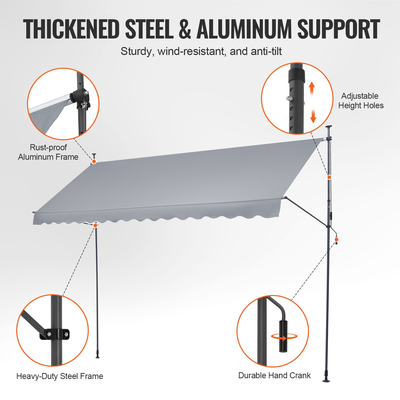 VEVOR 157x47&quot; Τέντα Αίθριου Πτυσσόμενη τέντα ηλίου με λαβή μανιβέλας
