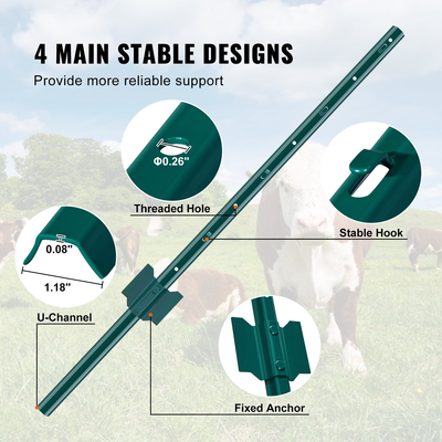 VEVOR 3 πόδια Fence Post 10 Pack T-Post Heavy Duty Μεταλλικοί στύλοι φράχτη πράσινο