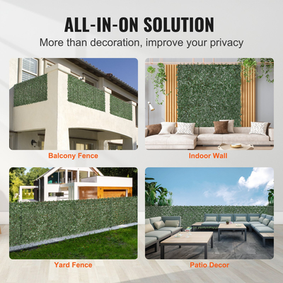 VEVOR Ivy Privacy Fence, 1 x 2,5 m Τεχνητή πράσινη οθόνη τοίχου, πράσινος φράχτης κισσός με ενισχυμένη άρθρωση, ψεύτικο φράχτη Διακόσμηση αμπελόφυλλων για εξωτερικό κήπο, αυλή, μπαλκόνι, διακόσμηση βεράντας