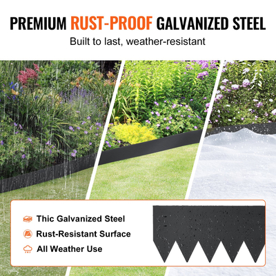 VEVOR Steel Landscape Borders, 4-pack Steel Garden Edge Borders, 40&quot; L x 12&quot; H Straps, Hammer-in περίγραμμα με 6 κλιπ, εύκαμπτη μεταλλική μπορντούρα τοπίου για αυλή, κήπο, γκαζόν